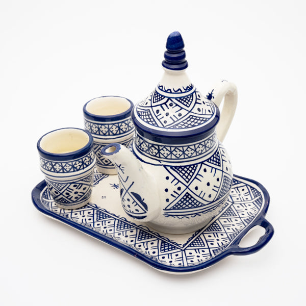 Moyen service théière zwak amazigh bleu