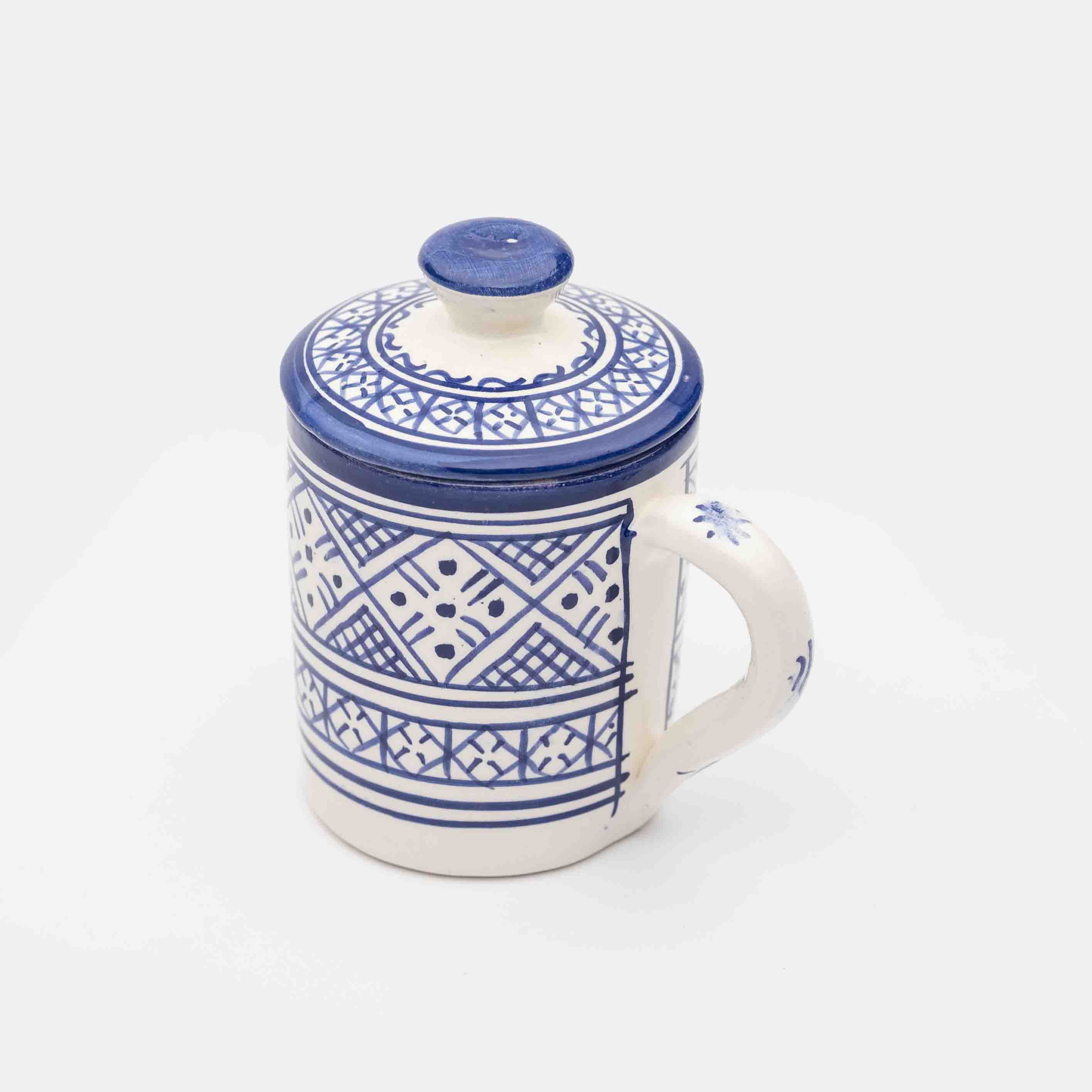 Mug zwak amazigh bleu avec couvercle