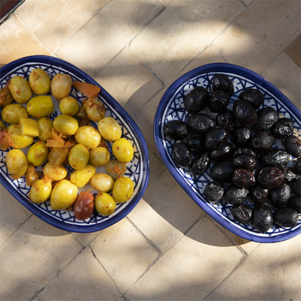 Assiette ovale zwak amazigh bleu